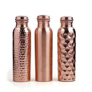 Hand-Hammered Pure <b>Copper</b> Water Bottle <b>Screw</b>-On Lid Reusable Travel Drinkware Thermal Insulation 0-6h Eco-Friendly Dishwasher - Product Image 3