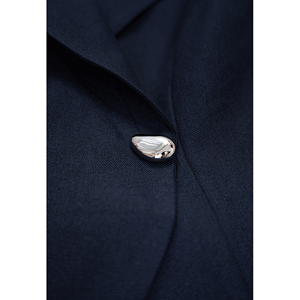 Chaleco de Traje NERINA para Oficina, Elegante, Azul Marino, con Solapa con Muescas, Manga Casquillo, Lazos Traseros y Peplum, para Mujer de Oficina, ODM OEM - Product Image 5