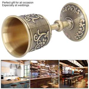 Cáliz Vintage con Relieve, Copa Decorativa para Vino y Whisky, Copa Metálica Clásica para Decoración de Mesa en el Hogar, Bar y Fiestas - Product Image 4