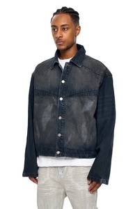 Chaqueta Vaquera Corta para Hombre, Lavada y Personalizada, con Decoración de Botones Cepillados a Mano, Estilo Urbano para Salidas Informales - Product Image 2