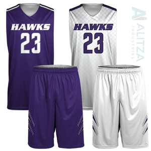 Maillot de basket-ball personnalisable imprimé par sublimation, respirant, à séchage rapide, anti-humidité, 100% polyester, noir, rouge, à rayures fines, en mesh - Product Image 3
