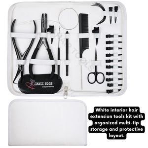 Kit d'outils pour extensions de cheveux noirs Salon Black avec pince à extensions de cheveux de 7 pouces, pince à sertir les perles, outil à crochet à 3 trous et pinces de sectionnement - Product Image 5