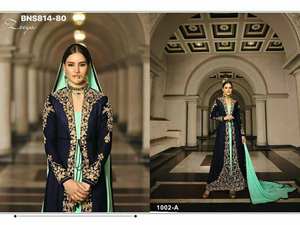 Conjunto Salwar-Kameez de Diseño Moderno con Bordado y Pedrería en Georgette Sintético, con Dupatta y Koti, Especial para Eid, Proveedor Mundial - Product Image 2