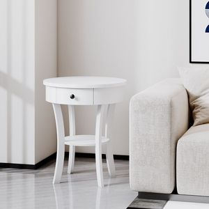 Tavolo rotondo a 2 livelli con mobili da soggiorno in legno a cassetto aperto - Product Image 4