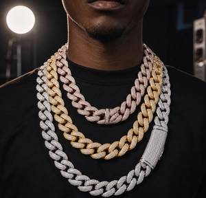 Moissanite Diamond <b>Long</b> Clasp Miami Cuban Link Chain 14K Gold 925 Sterling Silver Round Cut Hip Hop <b>Necklaces</b> Fine Jewelry - Product Image 1