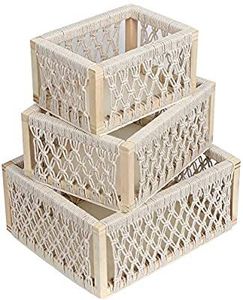 Panier de rangement rustique en fibres végétales avec couvercle et poignées, forme ronde, pour le rangement du linge - Product Image 5