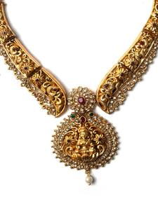 Conjunto de Joyería Étnica de Latón Plateado con Circones y Kundan para Novia, Compromiso, Boda, Fiesta, Regalo: Collar Gargantilla, Pendientes Colgantes y Tikka - Product Image 3