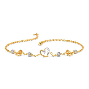 Pulsera de Cadena con Diamantes y Motivo de Corazón Abierto Asimétrico con Pequeños Corazones - Product Image 3