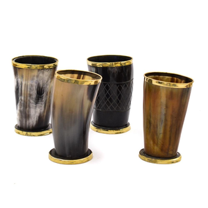 Verre en corne de buffle poli de qualité supérieure avec bordure en laiton, pour boire du vin ou de la bière, nouveau produit, de haute qualité, tasse à boire viking - Product Image 1