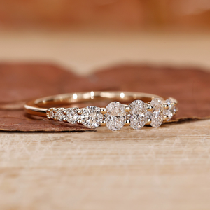 Oval Cut Moissanite Wedding Band Dainty Gold Stacking <b>Ring</b> Minimalist Elegant Anniversary <b>Ring</b> for Women - Product Image 2