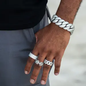 Anillo de Lujo con Inicial K, con Moissanita, Plata Maciza, Chapado en Oro Blanco, Sin Níquel, Joyería Hip Hop, Unisex - Product Image 4