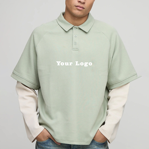 Camisetas de Punto Sólidas de Manga Corta para Hombre, Ropa Casual de Verano, Calidad Premium, 2 Colores, Logotipo Bordado con Impresión DTF Personalizada - Product Image 1