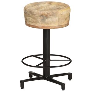 Ensemble de 2 tabourets de bar en bois de manguier naturel et en fer noir - Product Image 2