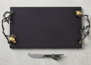 Elegante Tabla de Quesos Negra de Acero Inoxidable con Cuchillos y Asas de Granada, Plato para Servir para Uso Doméstico y para Regalo - Product Image 5