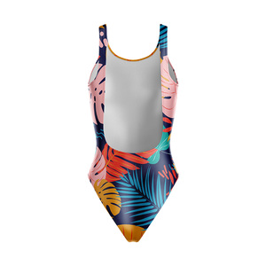 Traje de Baño de una Pieza Ecológico para Mujer, Spandex/Poliéster, Impresión por Transferencia de Calor, Personalizable, Cuello Redondo sin Costuras - Product Image 3