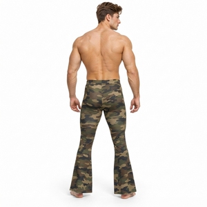 Men Yoga <b>Leggings</b> <b>High</b> <b>Waist</b> Camouflage Print <b>Flare</b> <b>Leggings</b> Spandex Polyester Full Length Sportswear Pants Men Compression Pant - Product Image 3