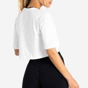 Custom Women's Heavyweight 100% Cotton Boxy Tee Shirt Oversized Drop Shoulder Loose Fit Crop Top For Summer - Product Image 2