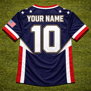 Camiseta de fútbol americano personalizada para equipos y ligas, de secado rápido, transpirable, de poliéster, con nombre y número del jugador sublimados. - Product Image 3
