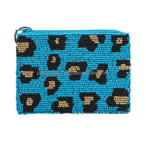 Bolso de mano de lona con estampado de leopardo y cuentas, bordado con cuentas de semillas, con cremallera, de diseñador, para fiesta de noche, monedero de lujo, pieza llamativa - Product Image 3