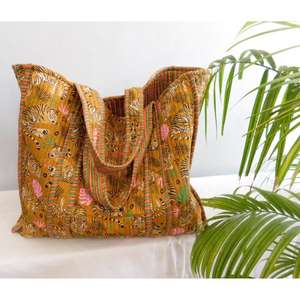 Sac fourre-tout matelassé en coton imprimé animalier, fait main, à fermeture ouverte, style bohème, réutilisable, pour femme, sac à bandoulière, hiver/été - Product Image 2