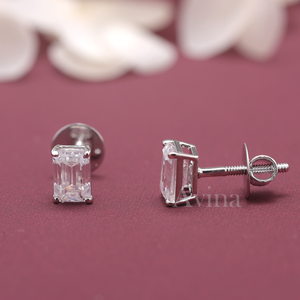 IGI Certified Lab Grown Diamond <b>Emerald</b> Cut <b>Stud</b> Earrings Solid 925 Sterling Silver Solitaire Diamond Earrings - Product Image 2