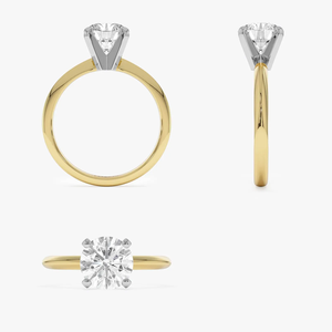 Bague de fiançailles unique en diamant de laboratoire rond brillant de 1 carat, en or massif 14 carats avec pierres latérales - Product Image 3