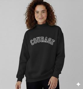 Sudadera Blanca con Gráfico Courage, Cuello Alto, Estilo Holgado, Manga Larga, Forro Polar Cálido, Ropa de Invierno para Estar en Casa - Product Image 4
