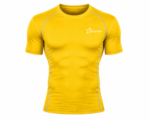 Haut de compression pour homme de haute qualité, séchage rapide, léger, pour la course à pied et l'entraînement en salle de sport, chemise jaune, écologique - Product Image 3
