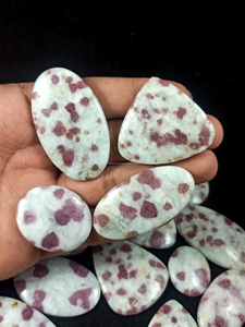 Radha Arts Natural <b>Pink</b> Tourmaline Quartz Loose Gemstone Cabochon Flat Back Silver Jewellery Making 20-35mm - Product Image 5