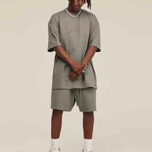 Ensemble de t-shirts et shorts décontractés pour hommes et femmes, été, nouveau, couleur unie simple - Product Image 2