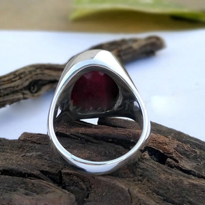 Bague pour homme en rubis rose naturel, rubis non chauffé et non traité, sertissage clos, cadeau d'anniversaire de mariage, pierre de naissance de juillet - Product Image 4
