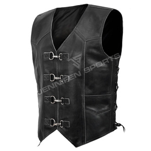 Chaleco de Motocicleta de Cuero Genuino Hecho a Mano con Cierre de Cremallera, Transpirable, para Invierno, Diseño Clásico y Resistente - Product Image 1