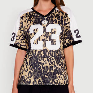 Maillot de football américain unisexe tendance 2026 à imprimé léopard, manches courtes, respirant, en maille, pour entraînement, fabricant OEM USA - Product Image 1