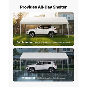 Tettoia per Auto in PVC Resistente 10 X 20 FT, Resistente ai Raggi UV e all'Acqua, Riparo per Auto da Esterno Zincato per Applicazioni nel Parcheggio - Product Image 3