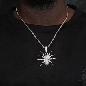 Pendentif Araignée Unisexe en Moissanite et Argent Sterling 925, Sertie de Diamants, Couleurs Or et Argent, Breloque Hip Hop, Bijoux Fins pour Hommes - Product Image 2