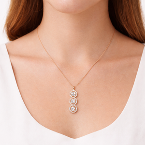 Collar con Colgante de Halo de Plata de Ley 925 Chapado en Oro Rosa con Circonitas Cúbicas para Mujer, Joyería Elegante y Minimalista, Regalo para Uso Diario, Fiestas y Bodas - Product Image 5