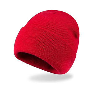 Red Acrylic <b>Beanie</b> <b>Hat</b> Unisex Solid Color Winter Knit Cap Casual Style 56-58CM Head Circumference Computer Knitted - Product Image 5
