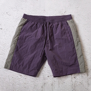 Ensemble de survêtement pour homme, couleur violette, avec blocs de couleur, à capuche, fermeture éclair, manches longues, short sportif, respirant, léger, en coton, taille élastique - Product Image 5