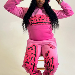 Women <b>Pink</b> Digital Printing Sweatshirt Full Sleeve Hooded Casual Breathable <b>Tracksuit</b> Top Autumn Midweight Regular Fit - Product Image 1