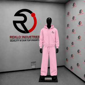 Conjunto Deportivo para Hombre, Color Rosa Claro, Sudadera con Cierre Completo, Pantalones Anchos, Logotipo Personalizado, Ropa Deportiva Casual, Venta al Por Mayor OEM - Product Image 3