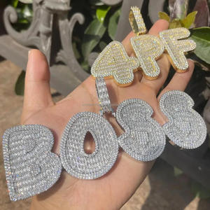 Moissanite Diamond Custom Letter Necklace <b>Iced</b> Out Hip Hop Pendant Gold <b>Chain</b> Luxury Jewelry Gift - Product Image 1