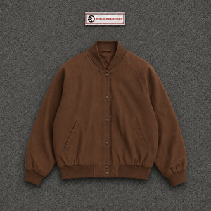 <b>Brown</b> <b>Wool</b> Varsity Jacket For Men And Women Custom Oversized Bomber Jacket With Snap Button Closure Ribbed Collar Cuffs And Hem - Product Image 5