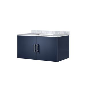 Navy Blue 36 In. W X 22 In. D Bath <b>Vanity</b> 22 In. Carrara Marble Top <b>Bathroom</b> <b>Vanities</b> - Product Image 4