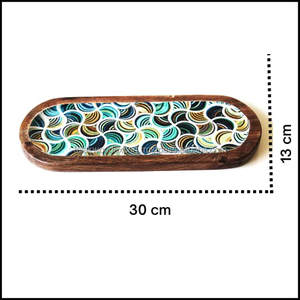 Plateau de service sur mesure de luxe en gros, en bois d'acacia fait à la main, imprimé émail, meilleure qualité, qualité supérieure, plateau de service sur mesure - Product Image 4