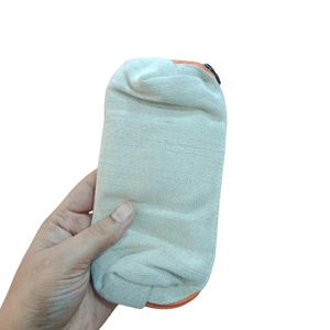 Simple Cotton Fabric Cosmetic <b>Case</b> Small Portable Cover Closure White Orange Color - Product Image 1