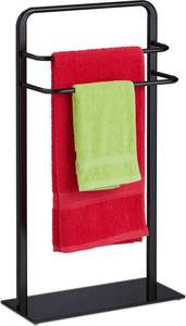 Porte-serviettes sur pied à deux niveaux, petit séchoir à serviettes, support noir pour serviettes et couvertures pour salle de bain - Product Image 4