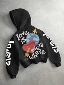 Custom 100% Cotton Heavyweight Hoodie With Custom Puff Print 3D Letter 100% Cotton Solid Color Hooded Hoddie With Front Pocket - Product Image 2