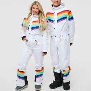2026 Wholesale Unisex Lightweight Waterproof 10,000mm Insulated 100% Polyester Ski Suit Snowboard One Piece <b>Rainbow</b> - Product Image 1