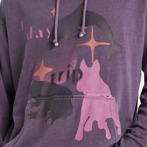 Sudadera con capucha gráfica vintage de lavado ácido al por mayor para hombre, personalizada, de forro polar grueso y extragrande - Product Image 6