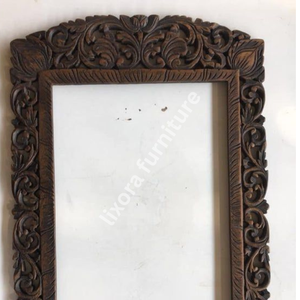 Luxury Handcrafted Solid Wood <b>Mirror</b> Frame Ornate Traditional Floral Vine Carving Dark Finish - Product Image 4